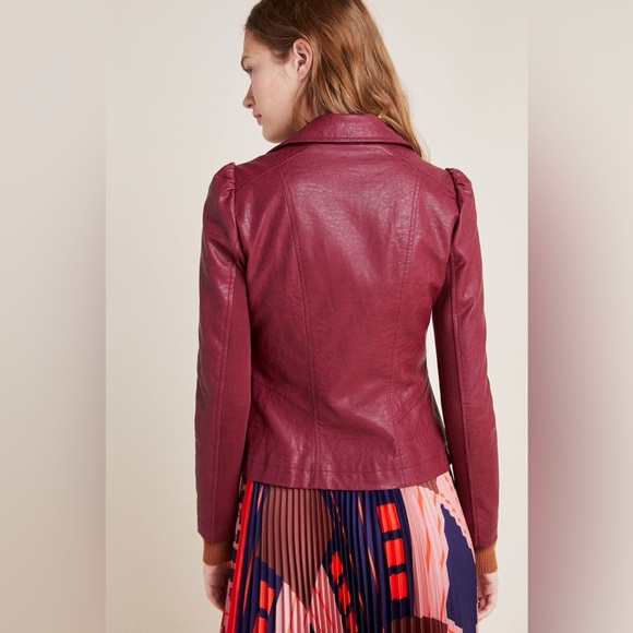 Anthropologie Petula Puffed Sleeve Moto Jacket Size Small - Picture 3 of 8